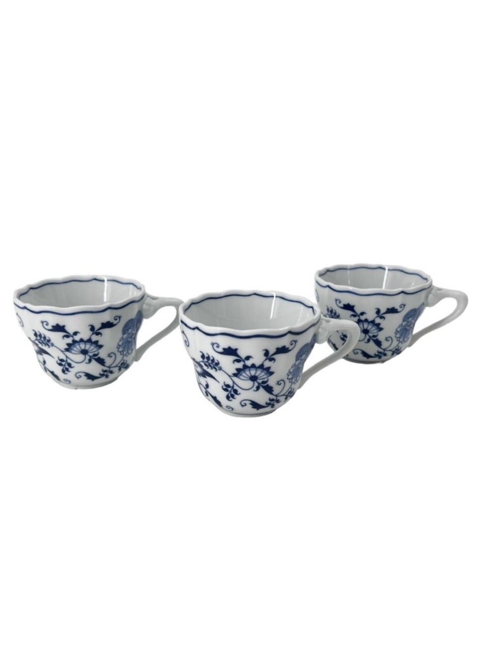 Blue Danube Porcelain Blue Onion Pattern Tea Cups Japan Set of 3